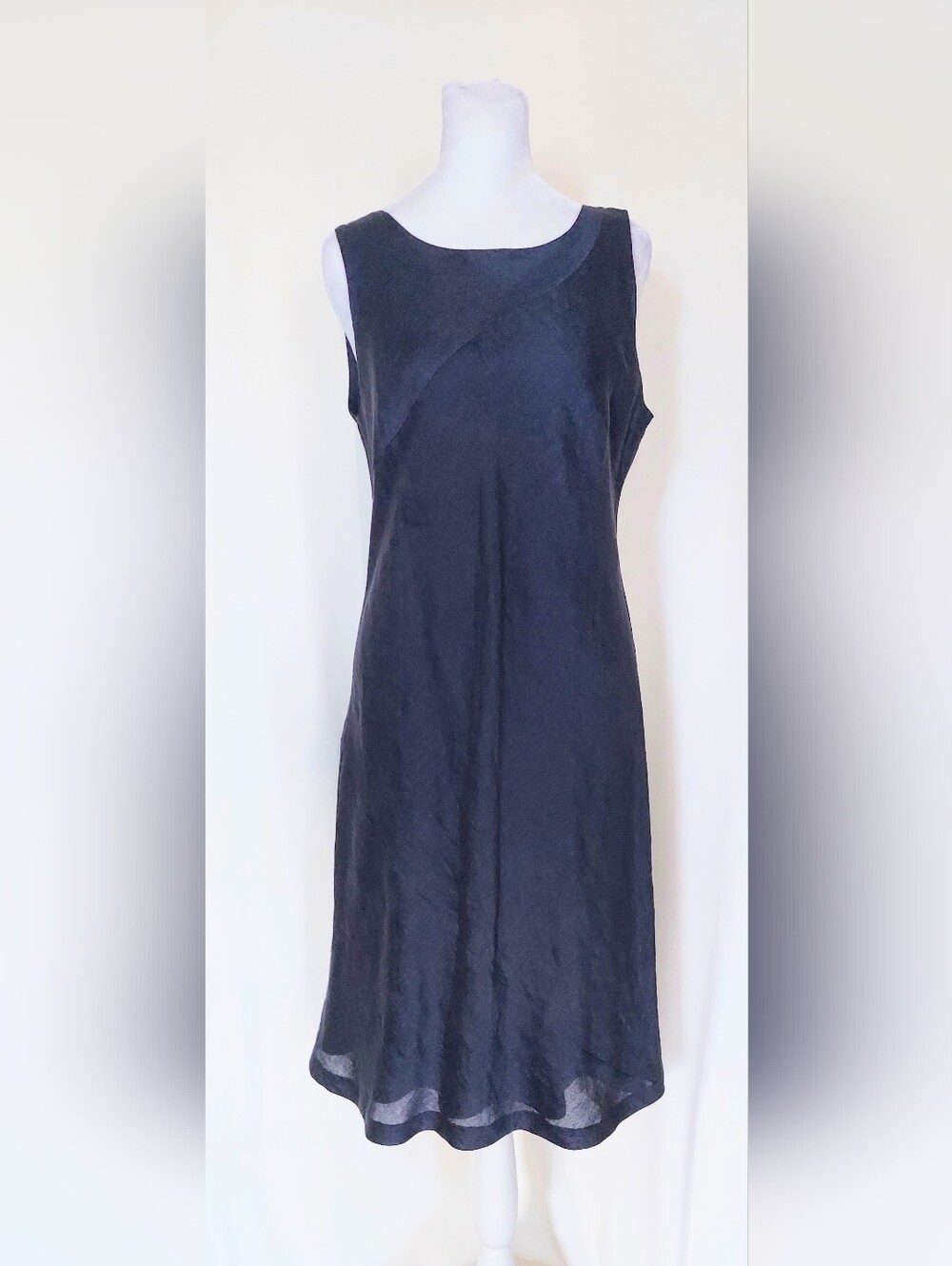 Jax Sleeveless A Line Cotton Linen Blend Knee Length Sheath Dress Blue Sz 8 VTG